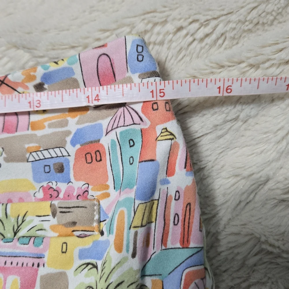 Talbots Italian Coastal Beach Print Crop Ankle Pants Stretch Colorful 10 P - Picture 10 of 16